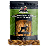 Redbarn front packaging showing 8 oz braided bully sticks, convenient value