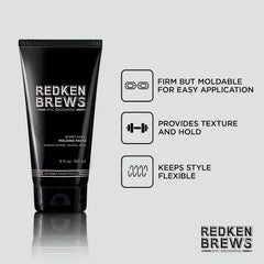 Redken Brews tamaño en mano para apreciar proporción y control