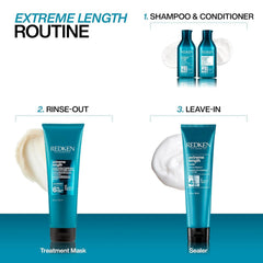 Redken being applied to wet hair to detangle and reduce breakage