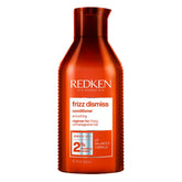 Redken bottle front packaging showing product and benefit of frizz control