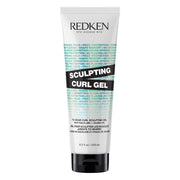 Redken front packaging showing sculpting curl gel and benefit of long hold