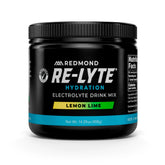 REDMOND Re-Lyte front packaging showing lemon lime flavor and sugar-free benefit