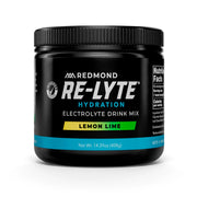 REDMOND Re-Lyte front packaging showing lemon lime flavor and sugar-free benefit