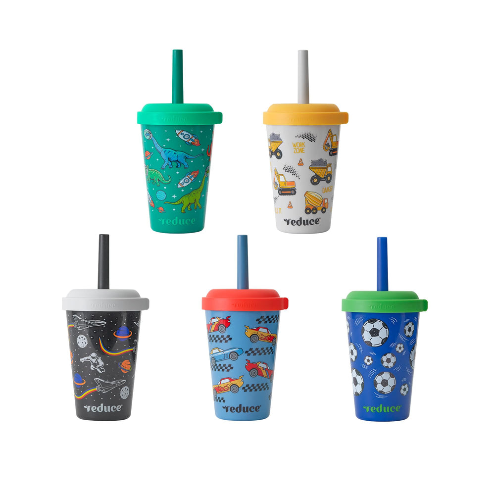 REDUCE GoGo's frente del paquete mostrando cinco vasos coloridos, práctica visibilidad