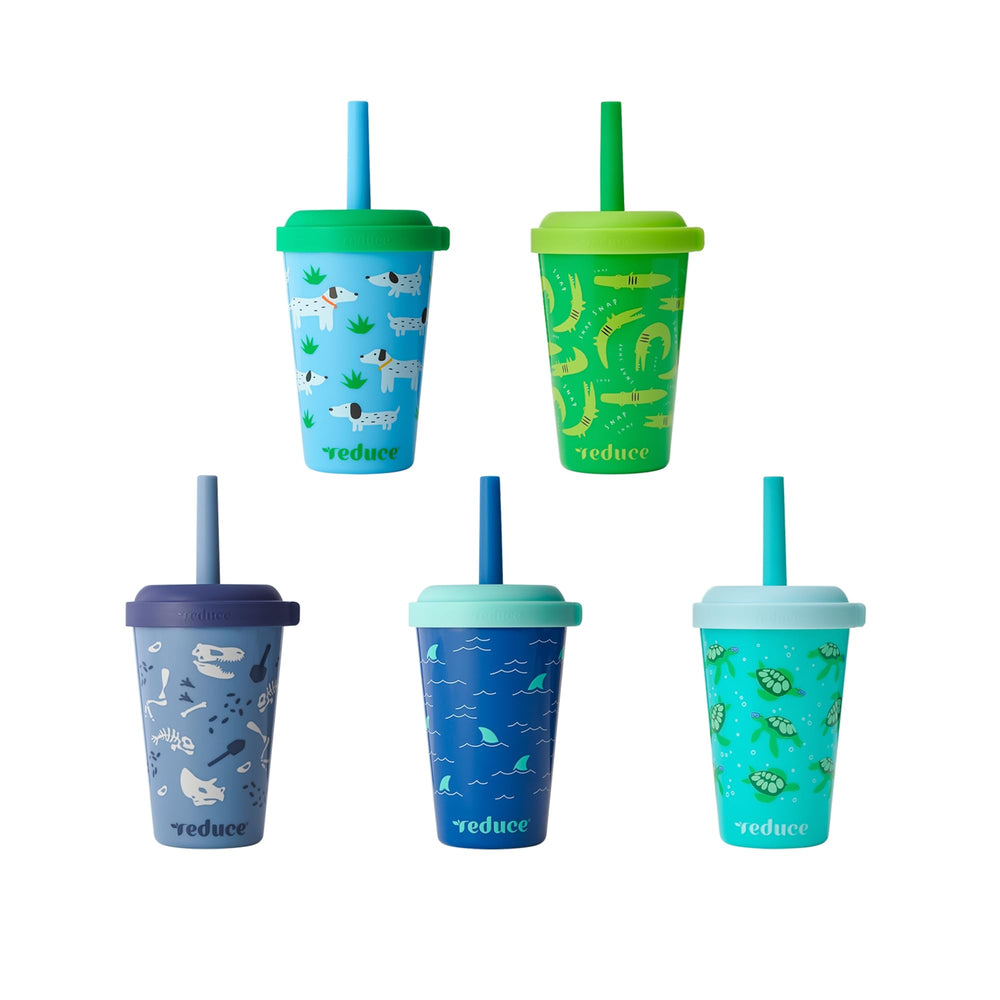 REDUCE vaso frontal del pack mostrando diseño colorido y fácil agarre