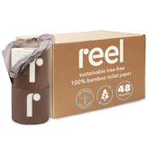 REEL front box showing 48 rolls and eco-friendly benefits