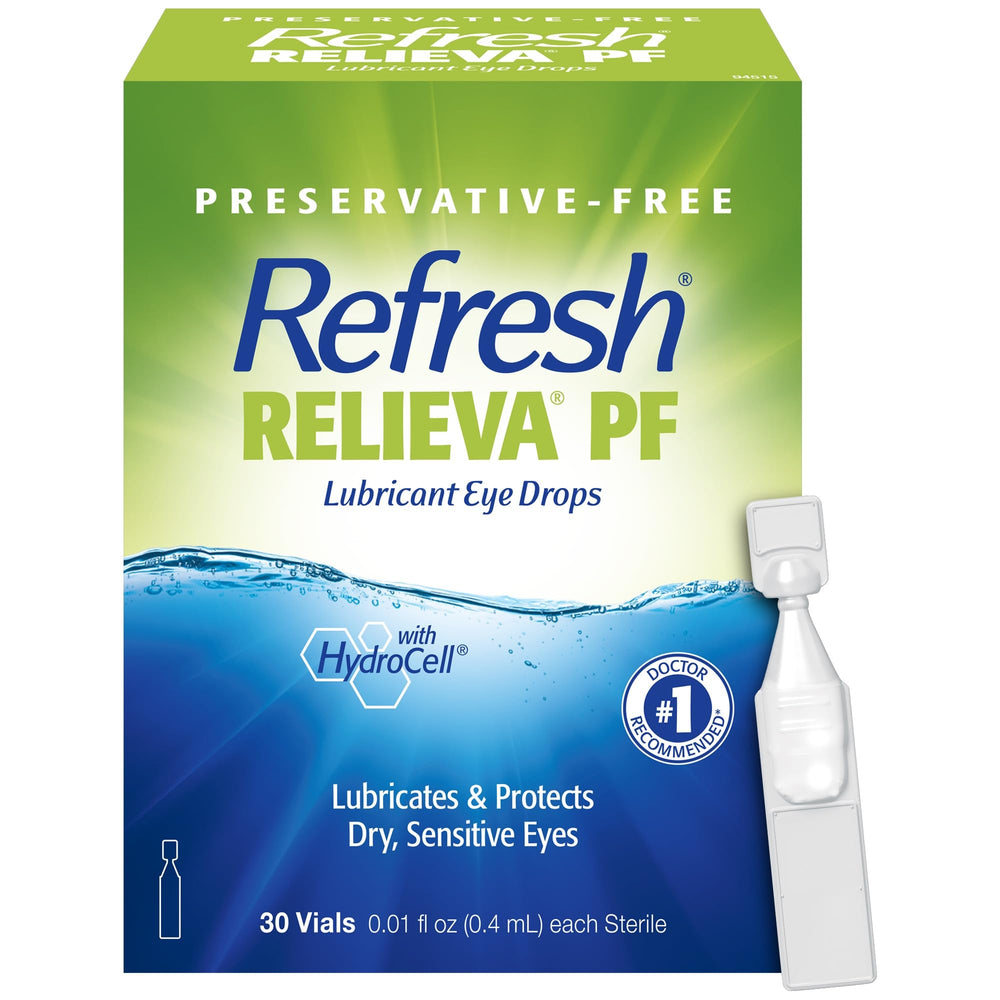 Refresh Relieva PF vista frontal del paquete, alivio inmediato