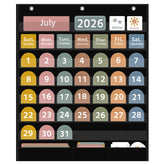 REGELETO calendario boho frontal mostrando bolsillos y tarjetas, facilita organización visual