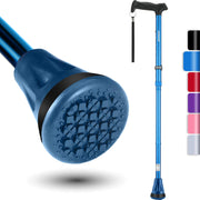 rehand front view of foldable cane showing compact travel-ready design and confidence
