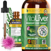 Rejuvica Health VitaLiver front bottle showing product and branding for easy recognition
