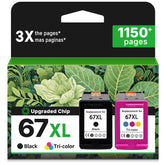 Relcolor pack frontal con cartuchos 67XL mostrando el embalaje y contenido, calidad garantizada