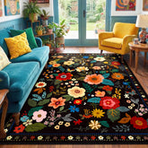 RELEANY vista frontal de la alfombra mostrando diseño floral y color