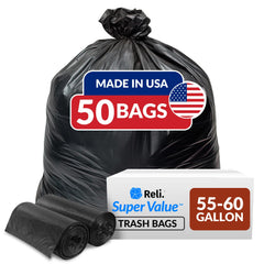 Reli paquete frontal de 50 bolsas 55-60 galones, solución resistente