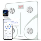 RENPHO Elis 1 front view showing slim glass platform and clear display for reliable weighing