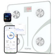 RENPHO Elis 1 front view showing slim glass platform and clear display for reliable weighing