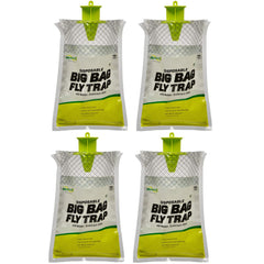RESCUE! front packaging showing four disposable big bag fly traps and usage benefit