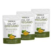 Resilia Oil Of Oregano front packaging showing product name and pouches for easy storage