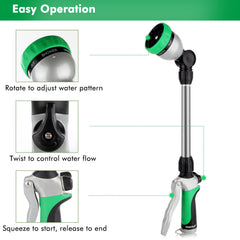 Restmo flow control knob and pistol trigger showing easy pressure adjustment benefit