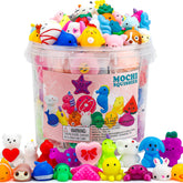Resumplan frente del paquete mostrando 100 mochis coloridos y variados para fiestas