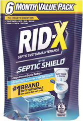 RID-X envase frontal mostrando el pack de seis meses y facilidad de uso