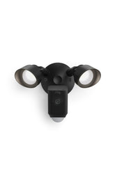 Ring Floodlight Cam front view showing camera and lights, improves outdoor monitoring