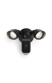 Ring Floodlight Cam front view showing camera and lights, improves outdoor monitoring