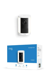 Ring Spotlight Cam front view showing camera and spotlight for clear monitoring
