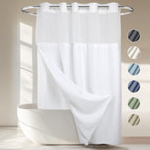 River Dream front view of curtain set showing clean white finish and packaging benefit