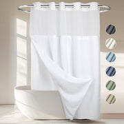 River Dream front view of curtain set showing clean white finish and packaging benefit