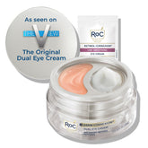 RoC front packaging of dual eye cream showing compact design and easy storage