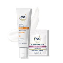 RoC envase frontal del hidratante SPF 30 mostrando formato y diseño, protección y facilidad de uso