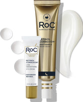 RoC front packaging showing both retinol night and eye creams and benefits