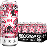 Rockstar can front view showing Boom Whipped Strawberry flavor and bold branding benefit