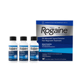Rogaine frontal del empaque mostrando la marca y ventaja para mayor densidad