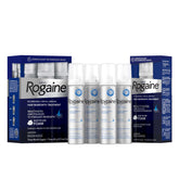 Rogaine envase frontal mostrando la marca y beneficio de recuperación capilar
