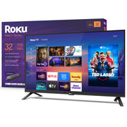 Roku televisor 32" frontal montado mostrando imagen nítida y colores vivos