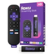 Roku streaming stick HD front view showing compact plug and HDMI design benefit tidy setup
