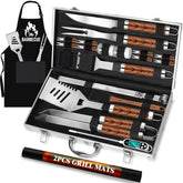 ROMANTICIST aluminum case front view showing organized grilling kit for easy transport