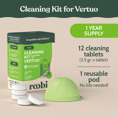 Roobi primer plano de pastilla mostrando textura y eficacia para residuos