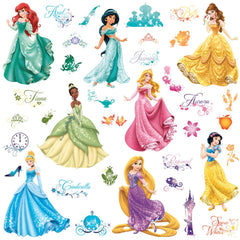 RoomMates pack frontal con princesas Disney mostrando variedad de piezas y colores