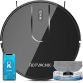 ROPVACNIC front view showing sleek robot body and docking benefits