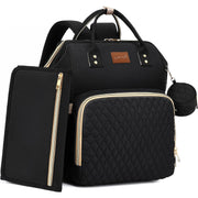 ROSEGIN front view of quilted diaper backpack showing stylish look and large capacity