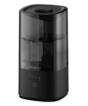 ROSEKM humidificador frontal negro mostrando diseño compacto y elegante