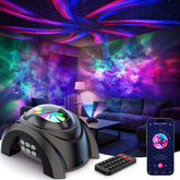 Rossetta front panel showing galaxy projector and aurora lights for mood