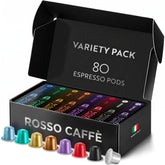 ROSSO CAFFÈ envase frontal pack 80 cápsulas mostrando variedad y conveniencia
