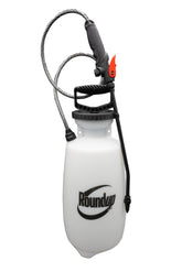 Roundup pulverizador frontal mostrando depósito y mango, ahorro de tiempo