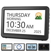 roxicosly front display showing large time and date for easy reading