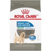 ROYAL CANIN paquete frontal Small Weight Care mostrando formato de 2.5 lb y beneficios