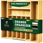ROYAL CRAFT WOOD vista frontal organizador de bambú, maximiza espacio