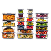 Rubbermaid Brilliance front packaging showing full 44-piece set and contents benefit visibility